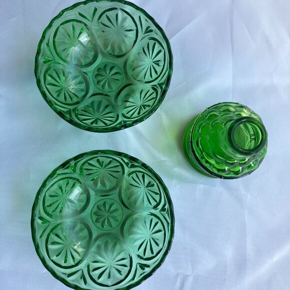 Emerald Green Glass Bowls and Wheaton N.J. Mini Jar - Picture 2 of 5